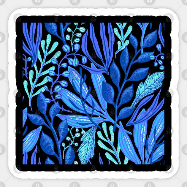 Blue floral leaf pattern themed Sticker by Rebellious Rose